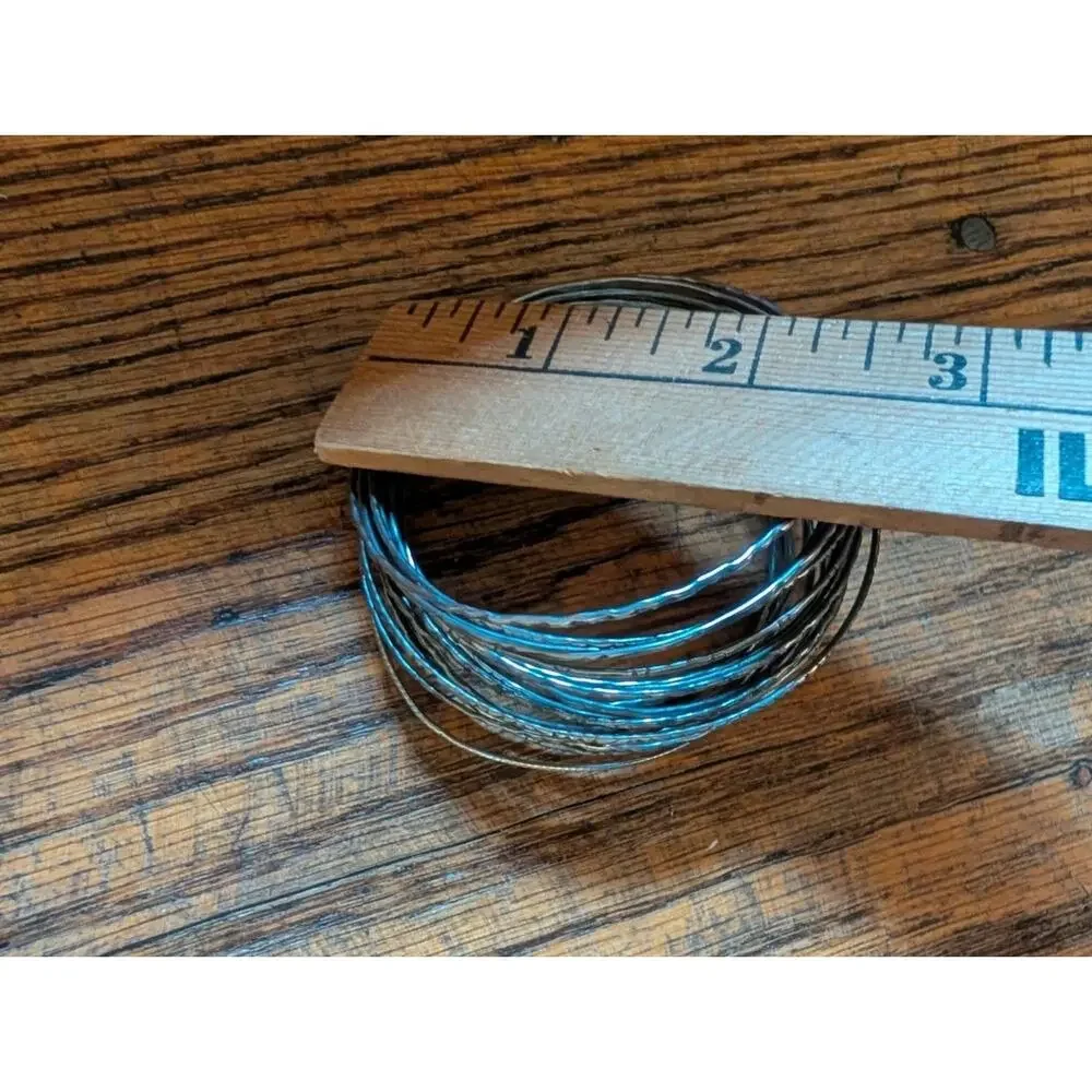 Vintage Stack Of thin Silver Bangels Bracelets Set
